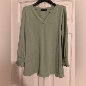 Women's Sage Green V-Neck Top